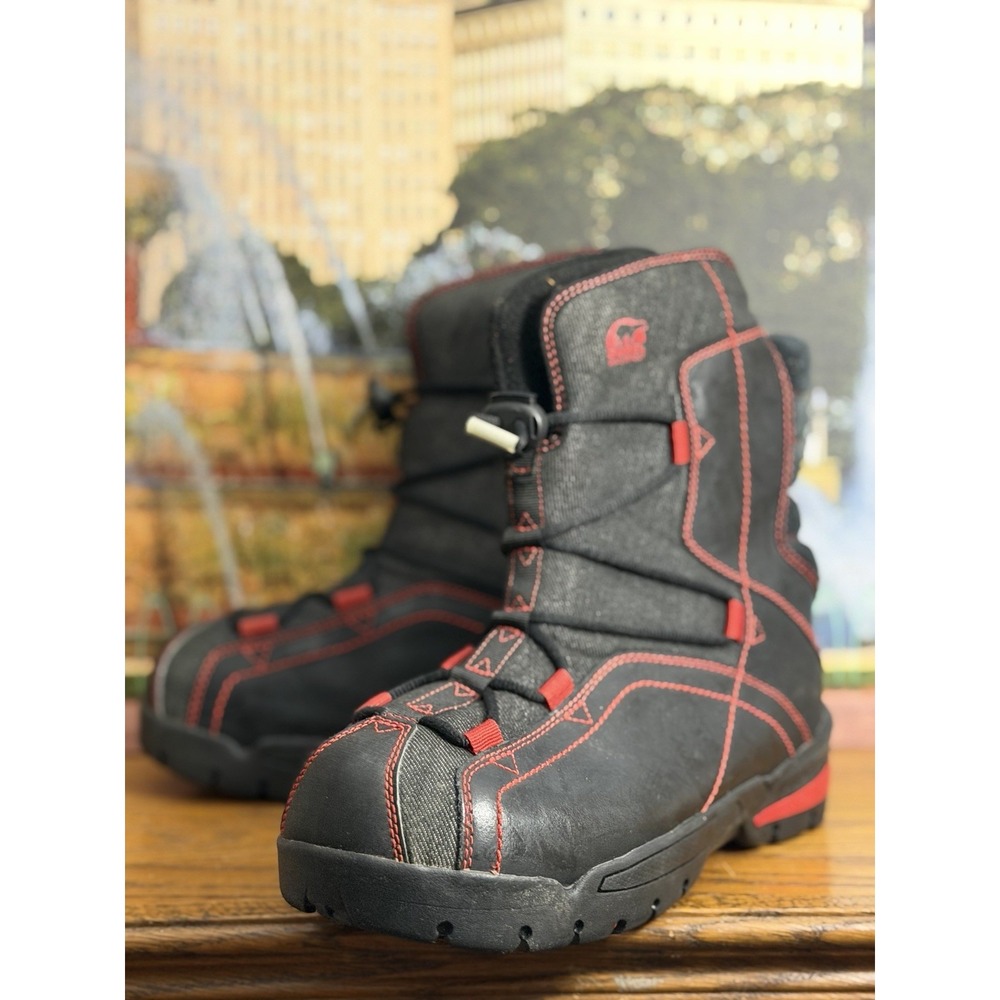 Sorel Sneaky Pete Boots Black Red Men's Size 6 Womens Size 7.5 - Picture 3 of 11